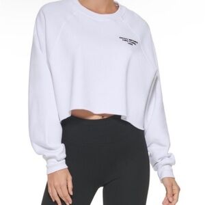 DKNY White Cropped Sweatshirt